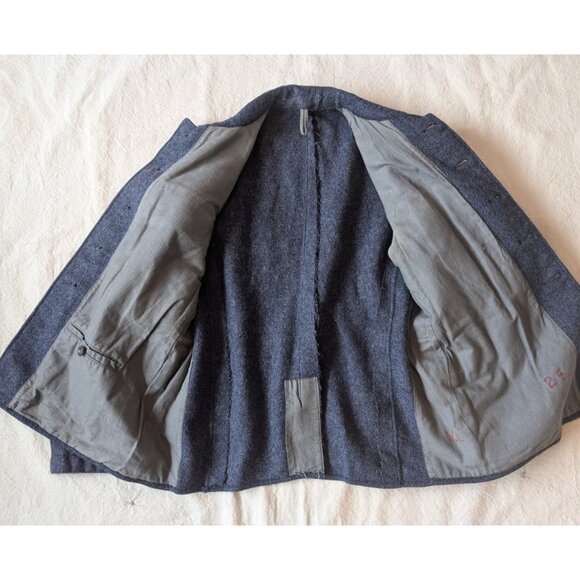 WWII 40s VTG Swiss Army Blue Wool Field Jacket Medium Pockets Militaria Heavy - Picture 5 of 10
